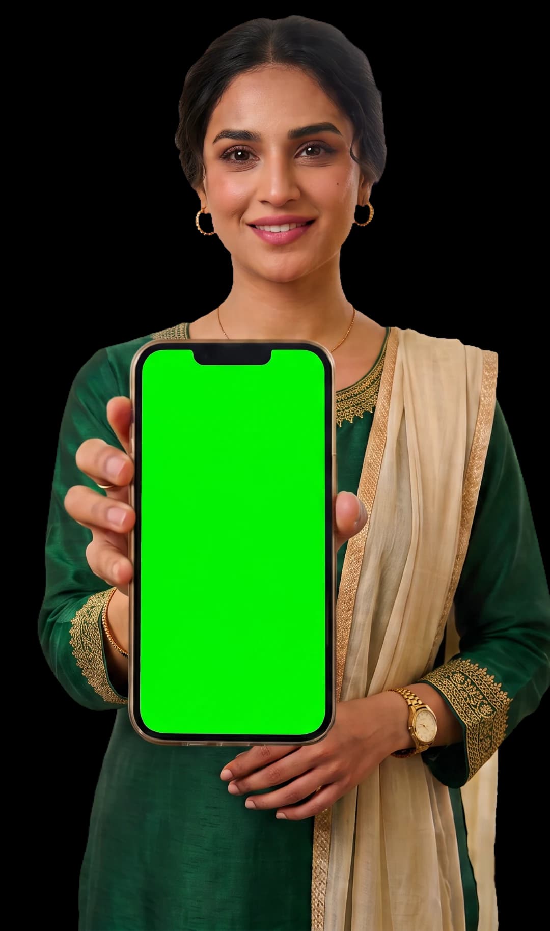 A makeup artist holding her phone, showing her BookBase page that answers price, date, advance, location and booking.